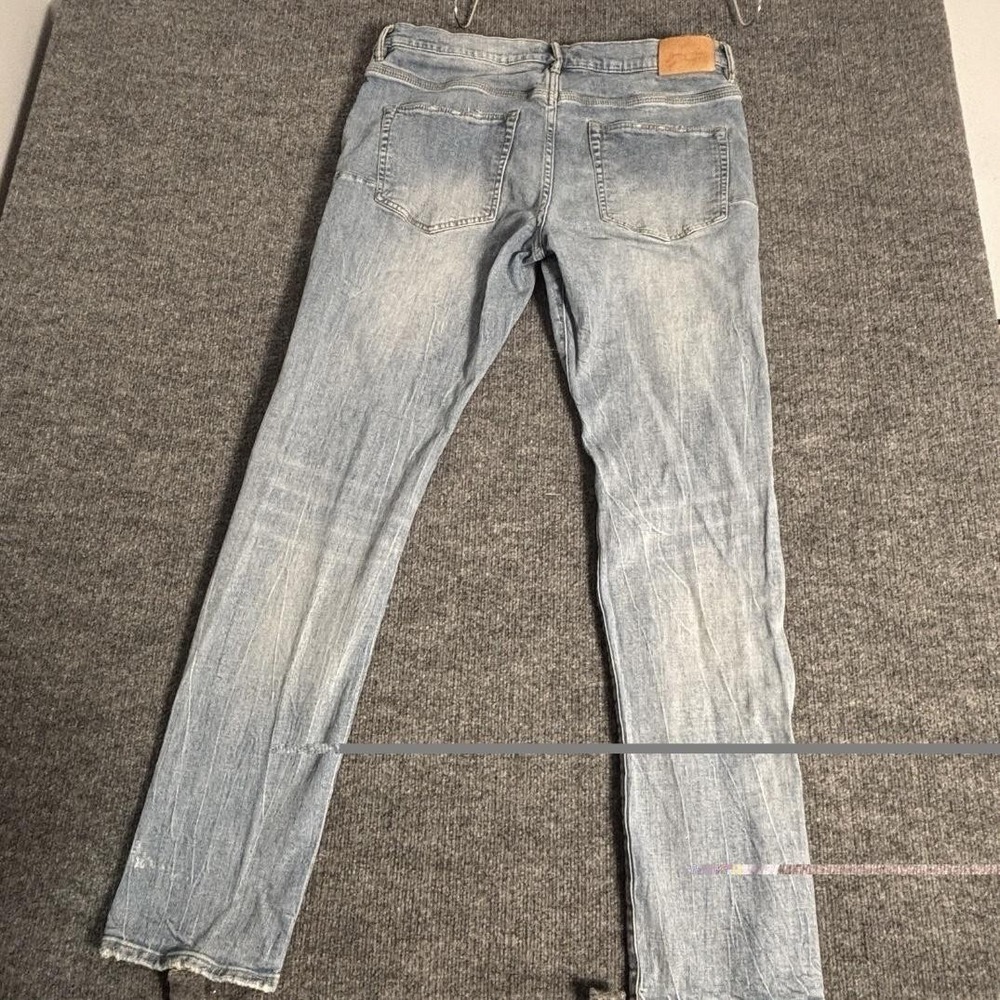 Purple Brand Jeans Mens 38x34 Light Wash Distressed Button Fly Rips FW2006JNS - Picture 2 of 16